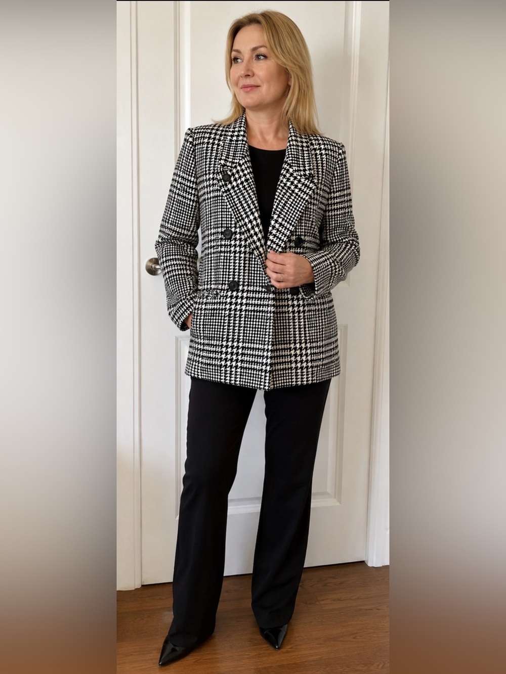 Marks & Spencer Black & White Houndstooth Blazer